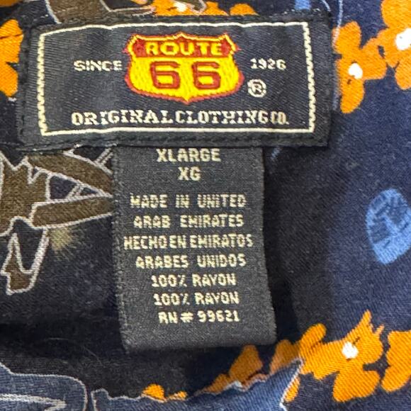 Vintage Route 66 Size XL Alaha Tiki Lei Hawaiian Button Up Short Sleeve Shirt - Picture 7 of 7